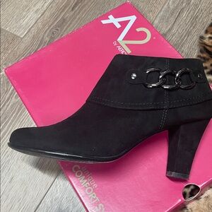 Brand New A2 By Aerosoles Black Fabric Heeled Boots